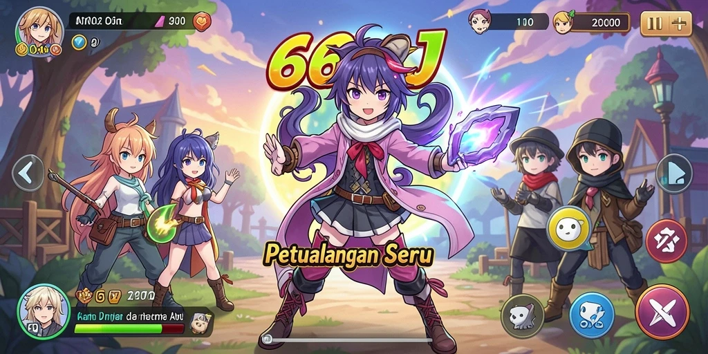 Tampilan seru dari gameplay <strong>666J</strong> di dunia anime.