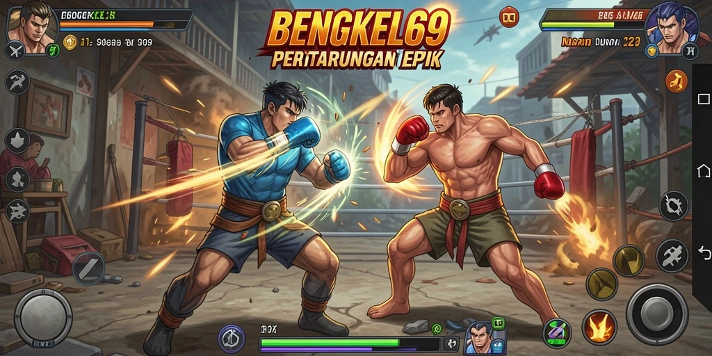 Tampilan gameplay BENGKEL69 dengan aksi pertarungan seru.
