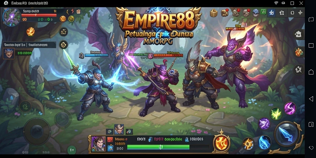 Tangkapan layar menunjukkan aksi seru dalam pertempuran MMORPG EMPIRE88.