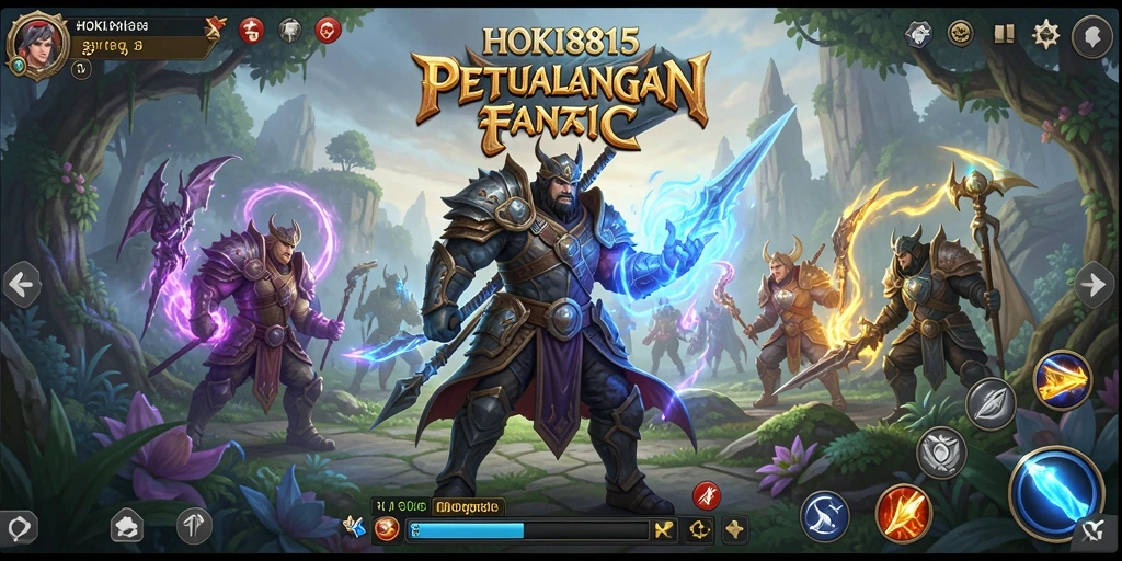 Tampilan gameplay HOKI8815 yang seru dengan pertarungan epik dan karakter menawan.
