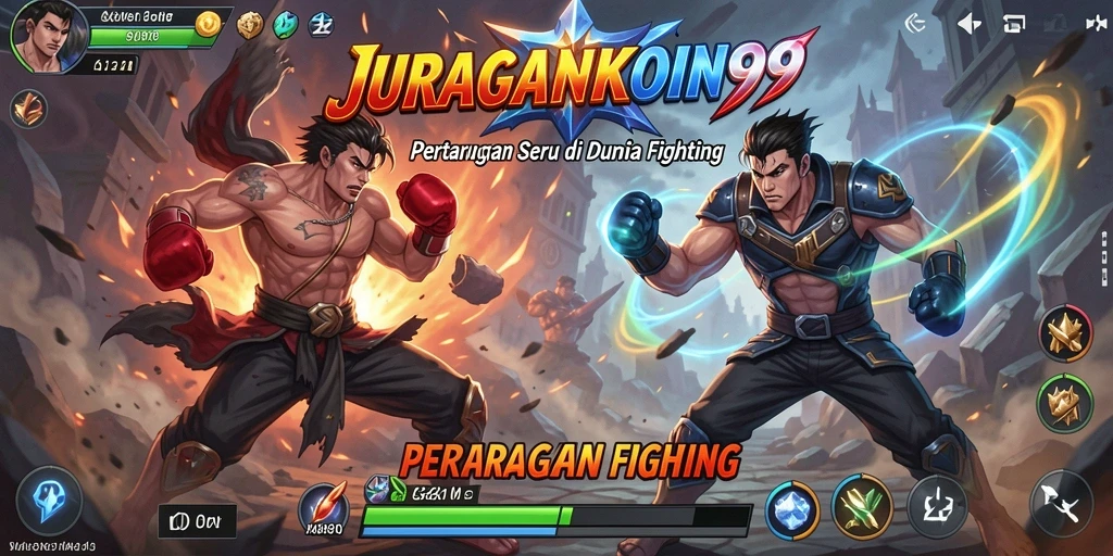Tampilan gameplay seru dalam JURAGANKOIN99 dengan pertarungan dramatis.