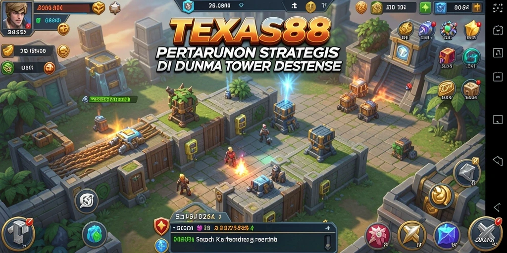 Gameplay seru TEXAS88 dengan strategi Tower Defense yang mendebarkan.